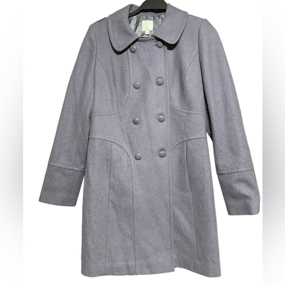 Halogen Wool Double Breasted Coat in Dusty Purple - Picture 2 of 6